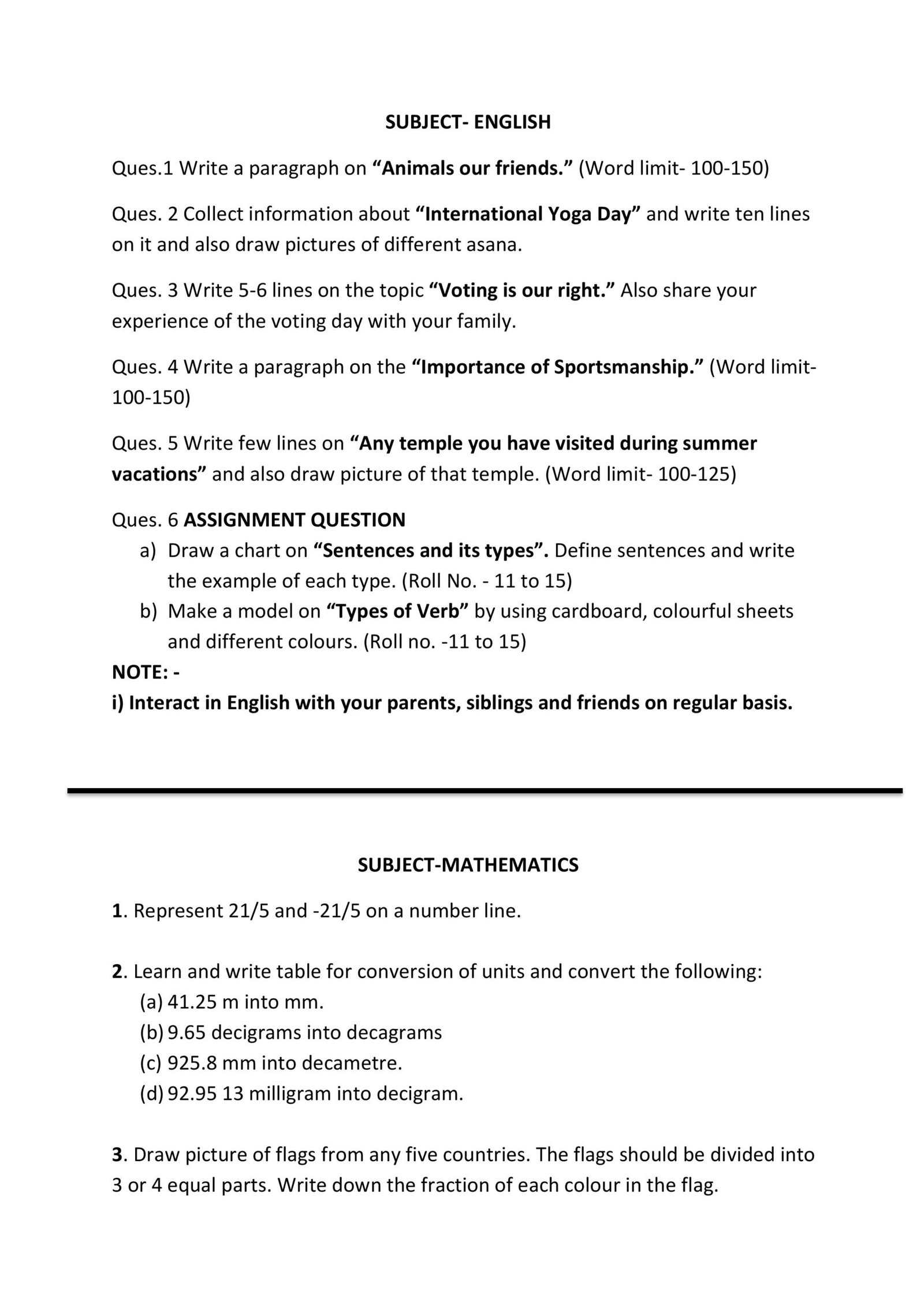 class 7 holiday homework science